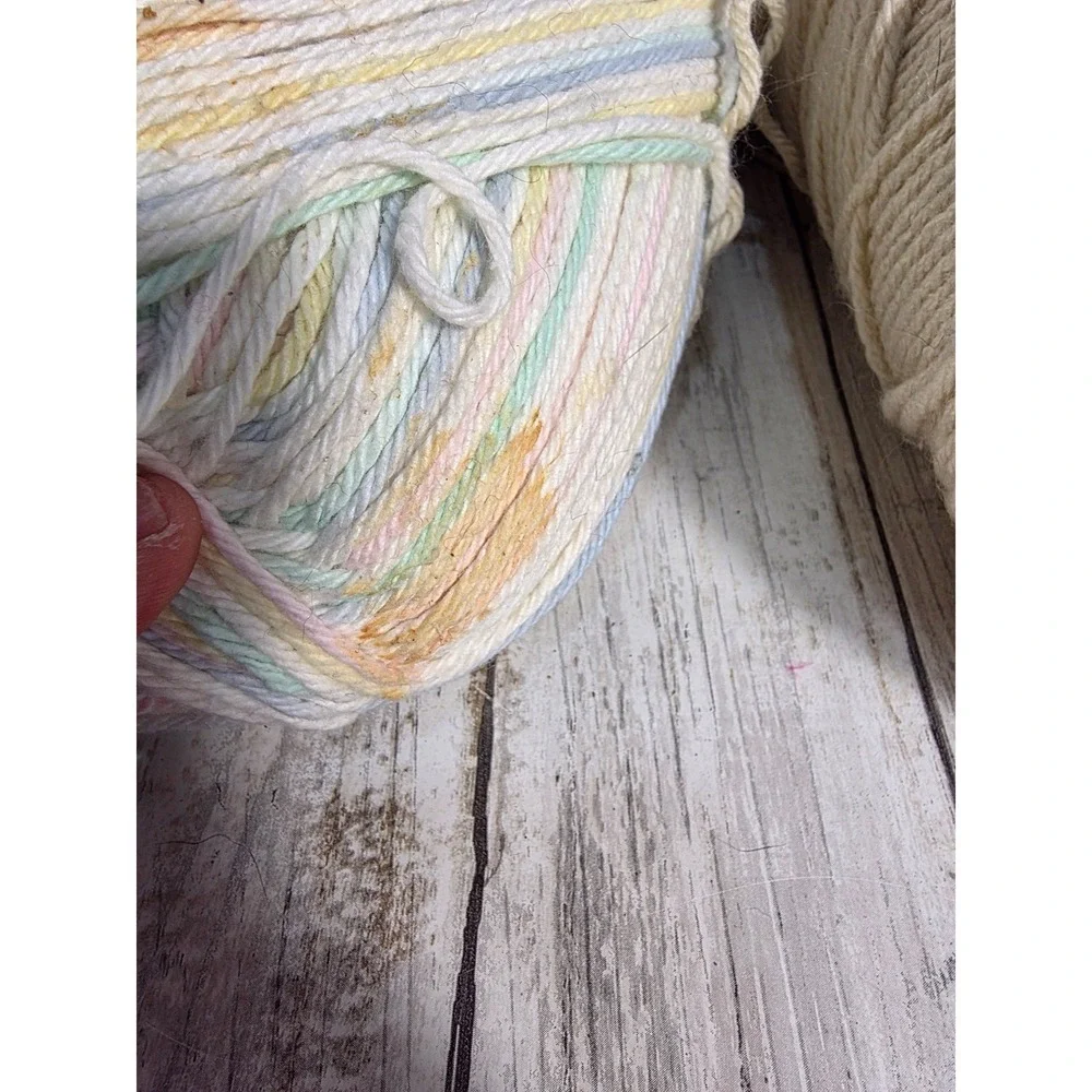 Red Heart Super Saver Yarn 4 Skeins Royal Blue Mirage Jumbo Cream Pastel Multi